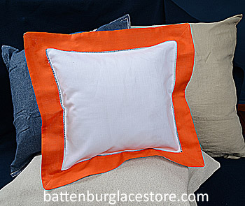 Pillow Sham Cover.26x26 in.Square.White with Orange border